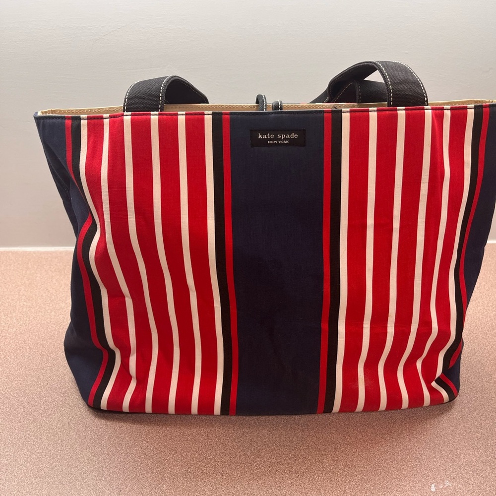 Kate Spade Navy and Red Striped Tote